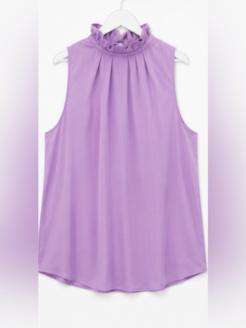 Umgee Lavender Ruffle Neck Tie Back Sleeveless Blouse Top XL NWT